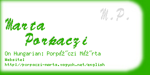 marta porpaczi business card